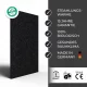 Infrarotheizung Natursteinheizung Angola Black satiniert des Herstellers eurotherm in seitlicher Ansicht auf weißem Hintergrund mit Keyfacts.