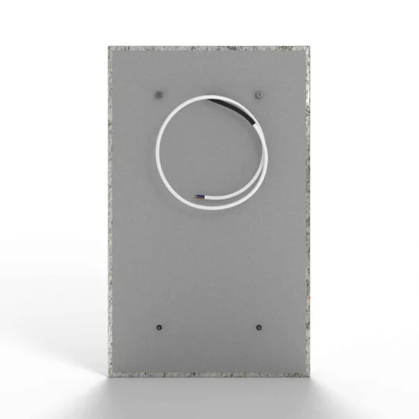 Infrarotheizung Natursteinheizung Bethel White satiniert des Herstellers eurotherm in Rückansicht auf weißem Hintergrund.