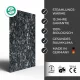 Infrarotheizung Natursteinheizung Blue Pearl poliert des Herstellers eurotherm in seitlicher Ansicht auf weißem Hintergrund mit Keyfacts.