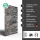 Infrarotheizung Natursteinheizung Juparana poliert des Herstellers eurotherm in seitlicher Ansicht auf weißem Hintergrund mit Keyfacts.