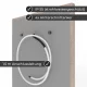 Infrarotheizung Natursteinheizung Mocca Creme feinschliff des Herstellers eurotherm in seitlicher Rückansicht auf weißem Hintergrund mit Keyfacts.