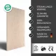 Infrarotheizung Natursteinheizung Mocca Creme feinschliff des Herstellers eurotherm in seitlicher Ansicht auf weißem Hintergrund mit Keyfacts.
