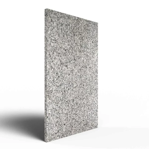 Infrarotheizung Natursteinheizung Granit feinschliff des Herstellers eurotherm in seitlicher Ansicht auf weißem Hintergrund.