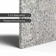 Infrarotheizung Natursteinheizung Granit feinschliff des Herstellers eurotherm in Detailansicht auf weißem Hintergrund mit Keyfacts.