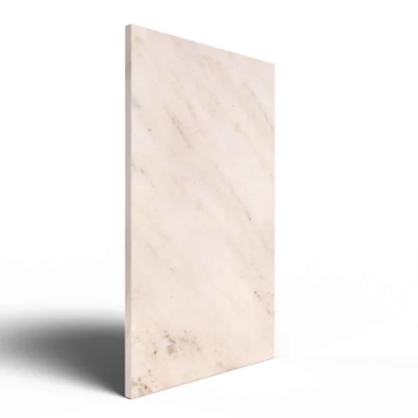 Infrarotheizung Natursteinheizung P. Cassico poliert des Herstellers eurotherm in seitlicher Ansicht auf weißem Hintergrund.