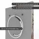 Infrarotheizung Natursteinheizung P. Oniciato poliert des Herstellers eurotherm in seitlicher Rückansicht auf weißem Hintergrund mit Keyfacts.
