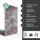 Infrarotheizung Natursteinheizung Salome poliert des Herstellers eurotherm in seitlicher Ansicht auf weißem Hintergrund mit Keyfacts.
