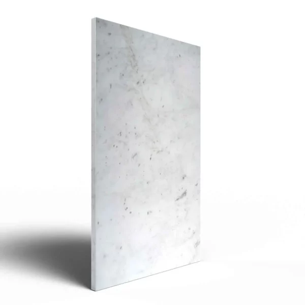 Infrarotheizung Natursteinheizung V. Varios poliert des Herstellers eurotherm in seitlicher Ansicht auf weißem Hintergrund.