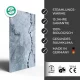 Infrarotheizung Natursteinheizung Valentina Grey poliert des Herstellers eurotherm in seitlicher Ansicht auf weißem Hintergrund mit Keyfacts.