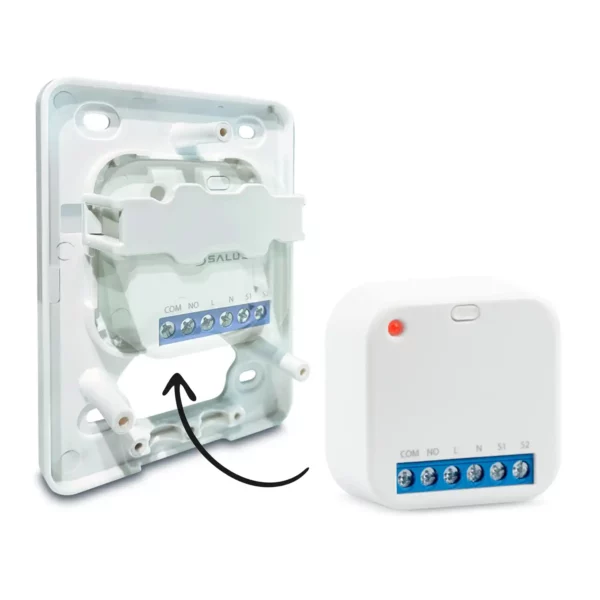 Salus SRSUNI Universal-Montagebox mit eingesetztem Funk-Relais, Luxuswärme Thermostat-Zubehör
